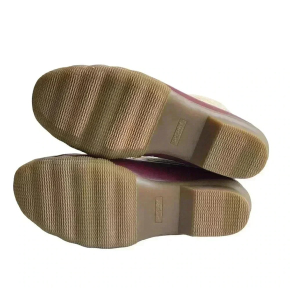 Sperry Saltwater Wool Womens 7 Rain Duck Boots Tan Burgundy Lace Up Fall Winter - Picture 8 of 8